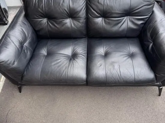 2 x DFS Harlan Black Leather 3 seater sofas