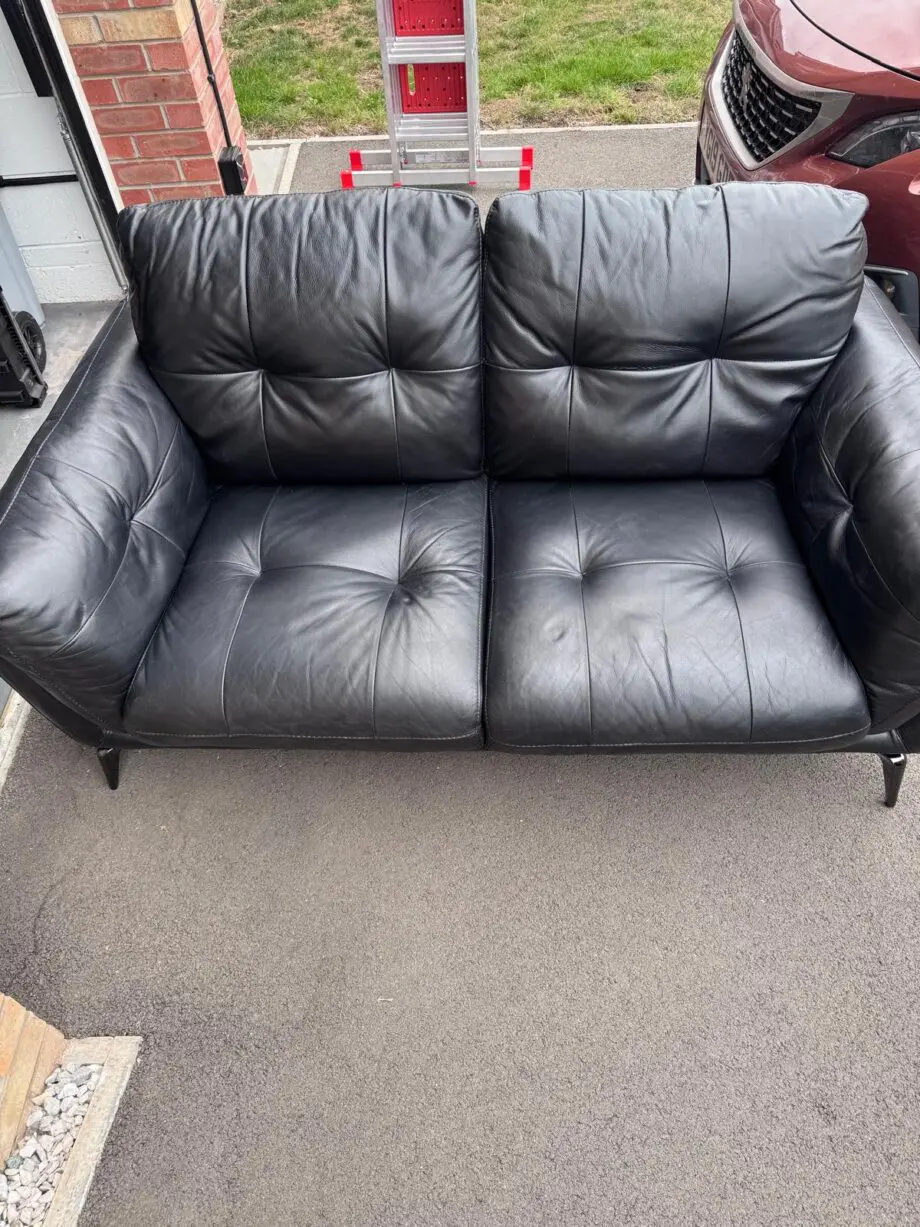 2 x DFS Harlan Black Leather 3 seater sofas