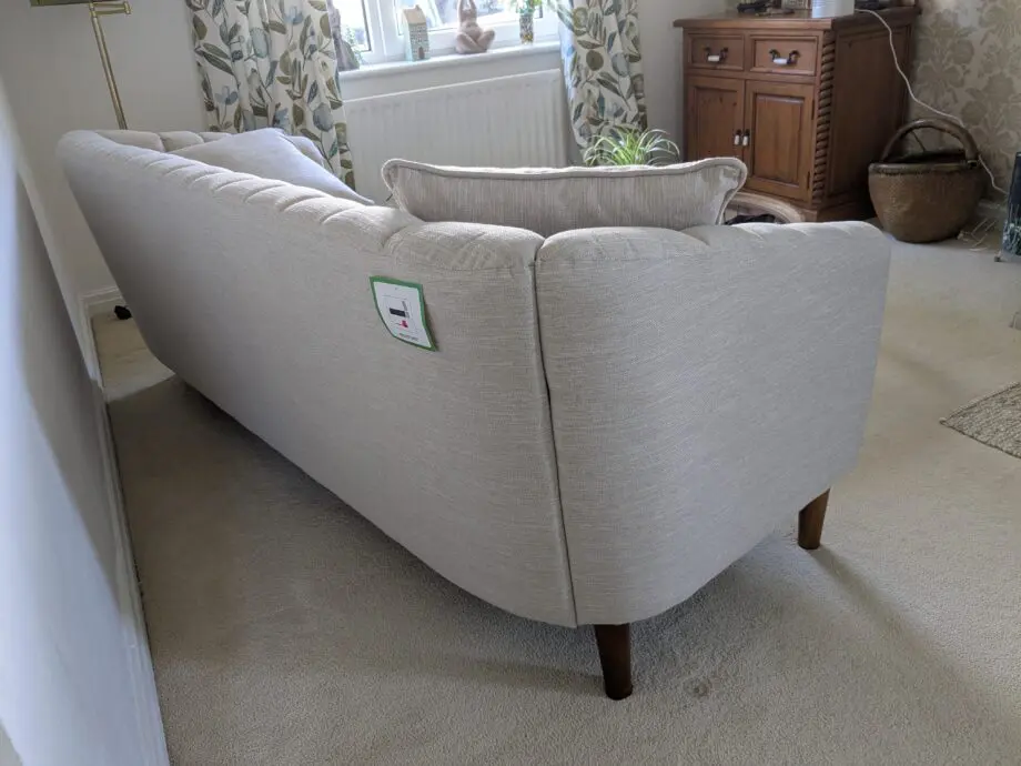 2 identical skandi style ribbed back sofas sof