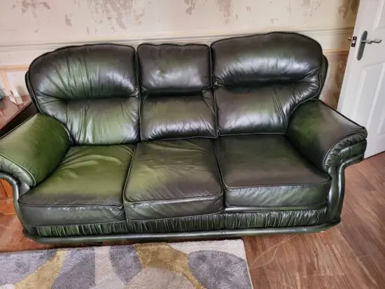 Chesterfield Couture Green Leather Sofas