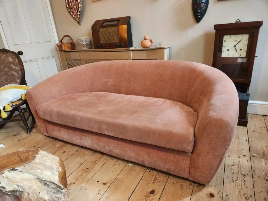 Beautiful modern soft salmon 3 seater sofa