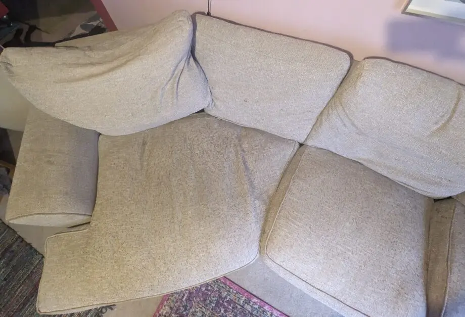 SCS Oatmeal asymmetrical angled 4-seater sofa