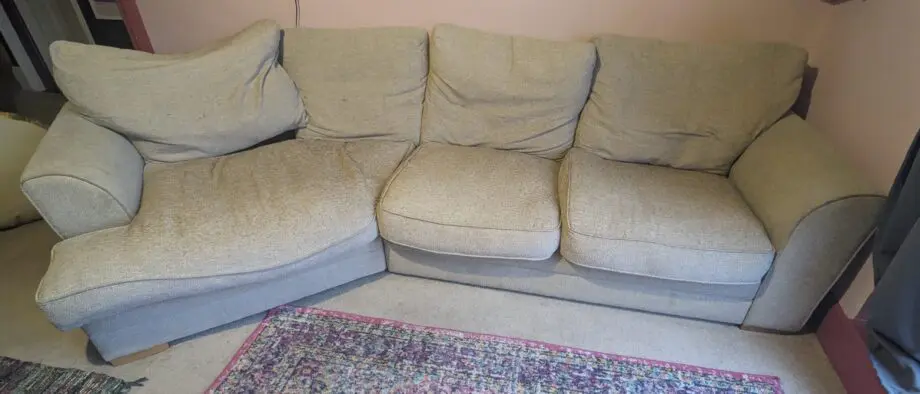 SCS Oatmeal asymmetrical angled 4-seater sofa
