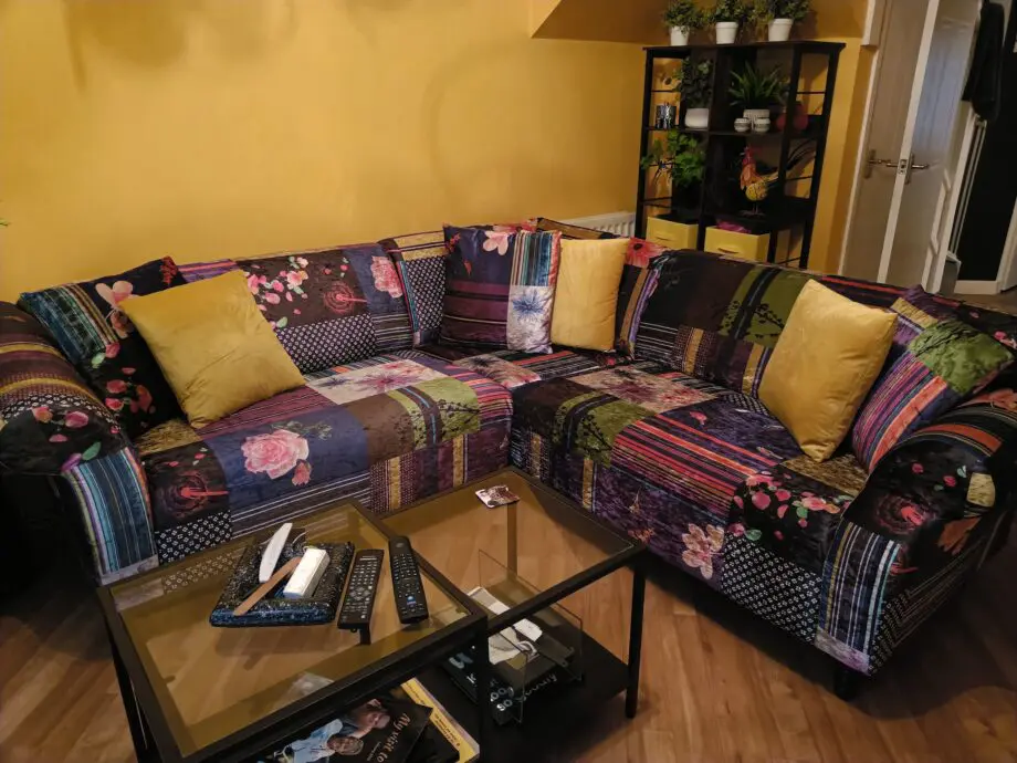 Stylish, multicoloured corner sofa