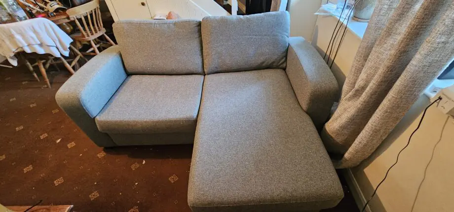 DFS GREY AND BLUE 2 seat sofa