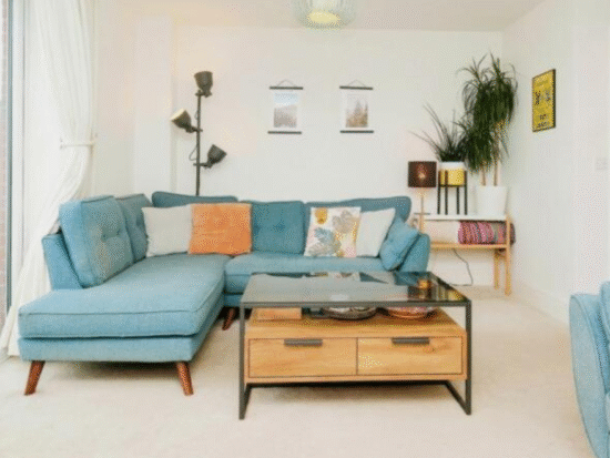 DFS French Connection Zinc Right Hand Facing Arm Corner Group Sofa - Teal with Dark Feet