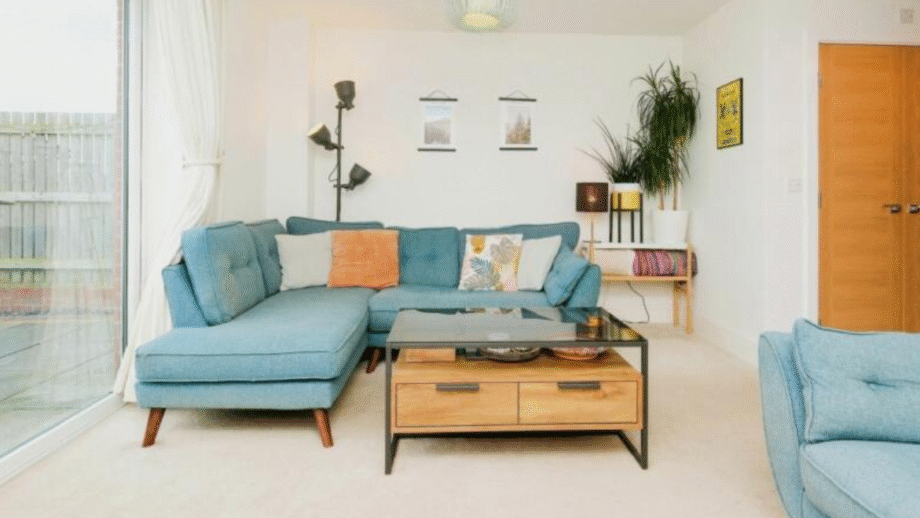 DFS French Connection Zinc Right Hand Facing Arm Corner Group Sofa - Teal with Dark Feet