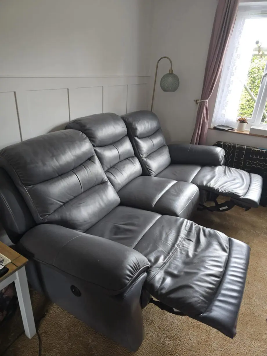 Dfs dark grey leather electric recliner sofa