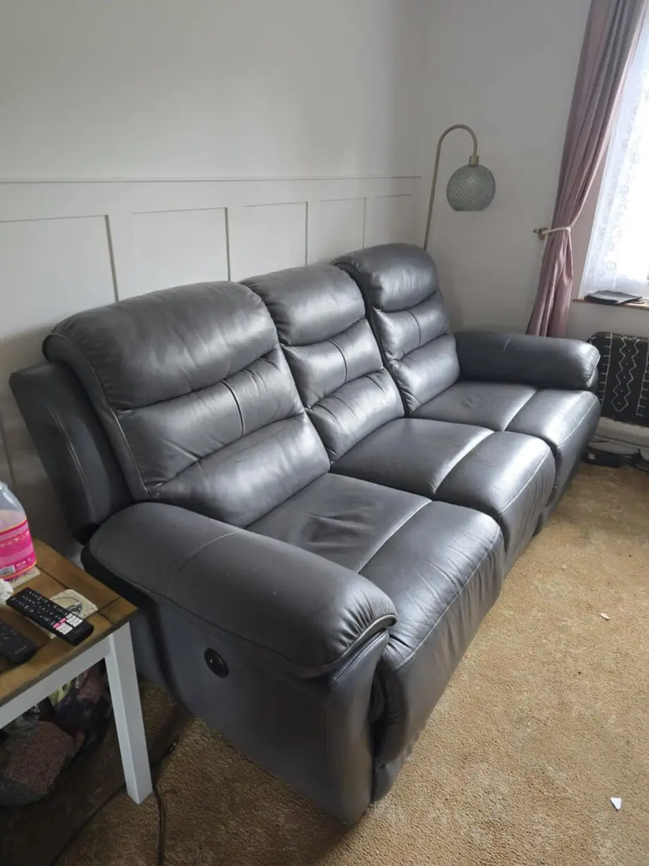 Dfs dark grey leather electric recliner sofa