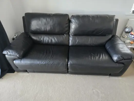 DFS FALCON LEATHER 3 SEATER ELECTRIC RECLINER SOFA IN BLACK