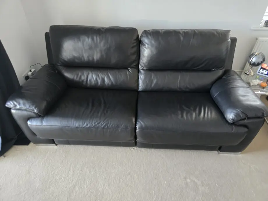 DFS FALCON LEATHER 3 SEATER ELECTRIC RECLINER SOFA IN BLACK