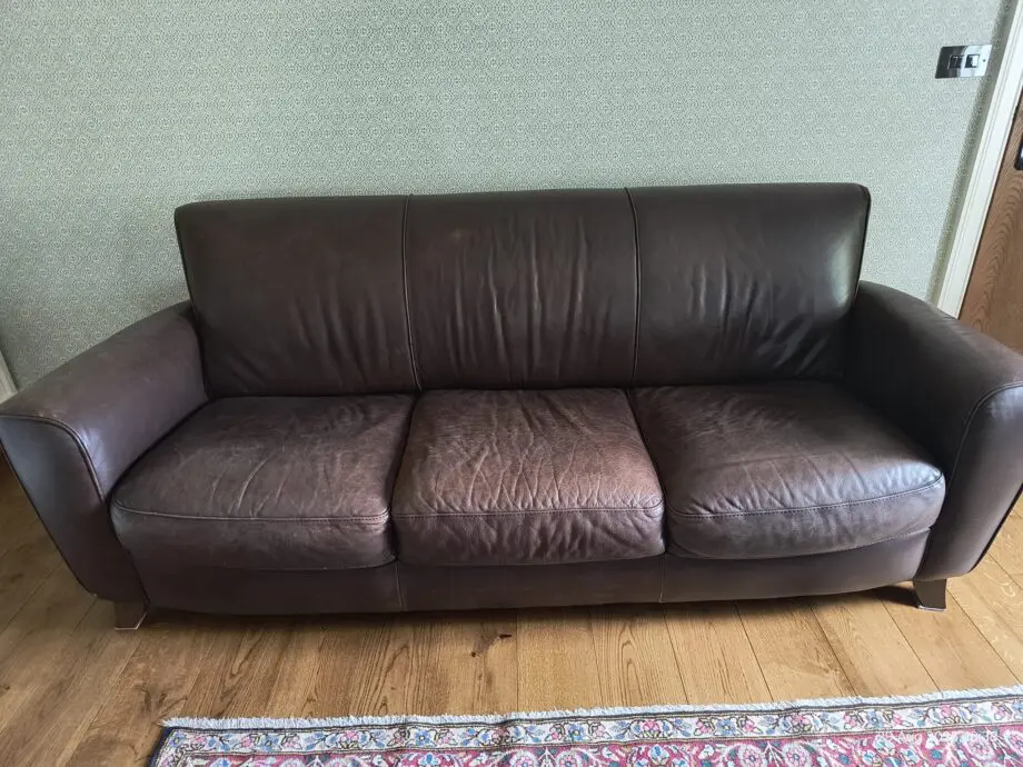 Natuzzi Brown Leather Sofa