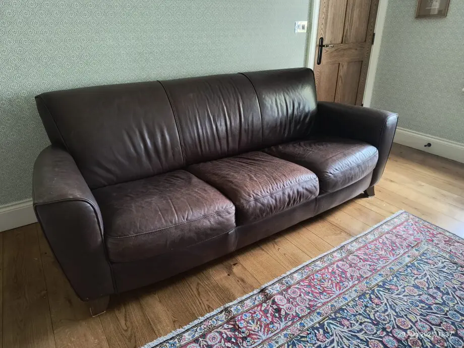 Natuzzi Brown Leather Sofa