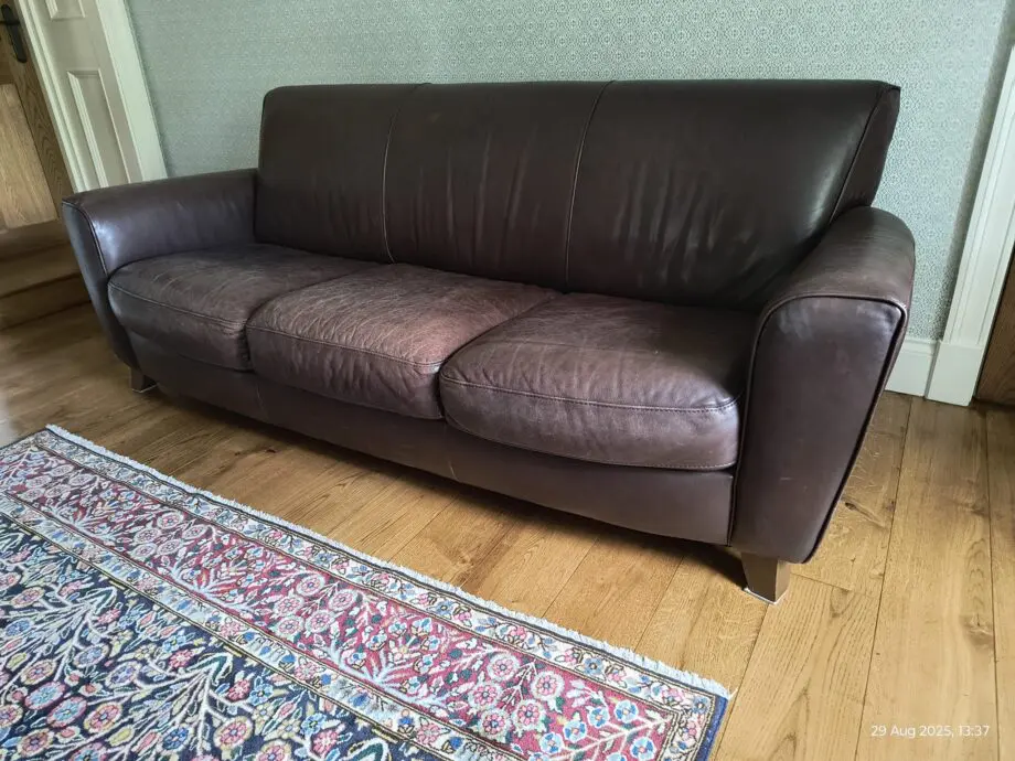 Natuzzi Brown Leather Sofa