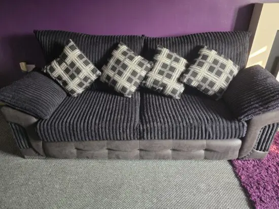 SCS Black 4 seater sofa with Chrome feet