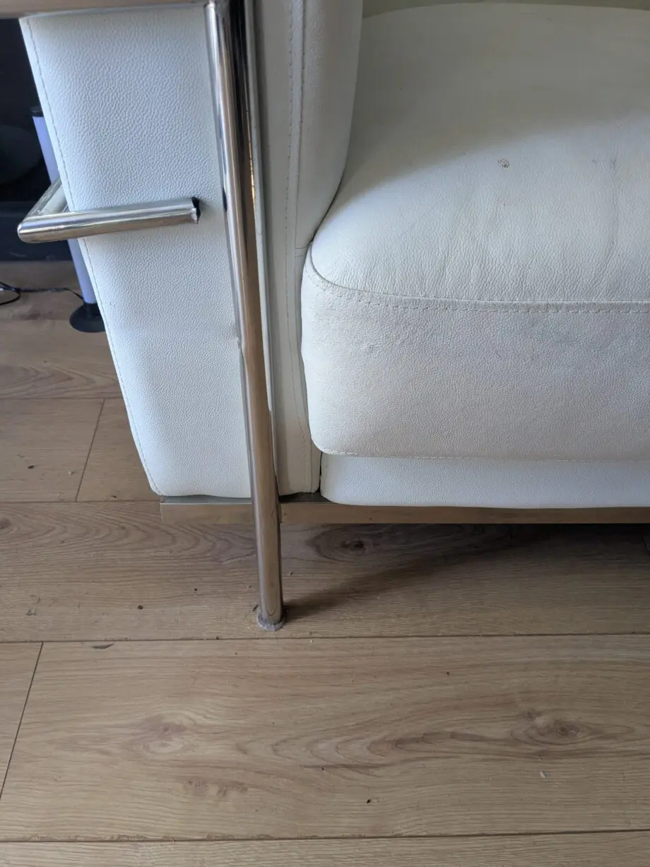 White leather settee
