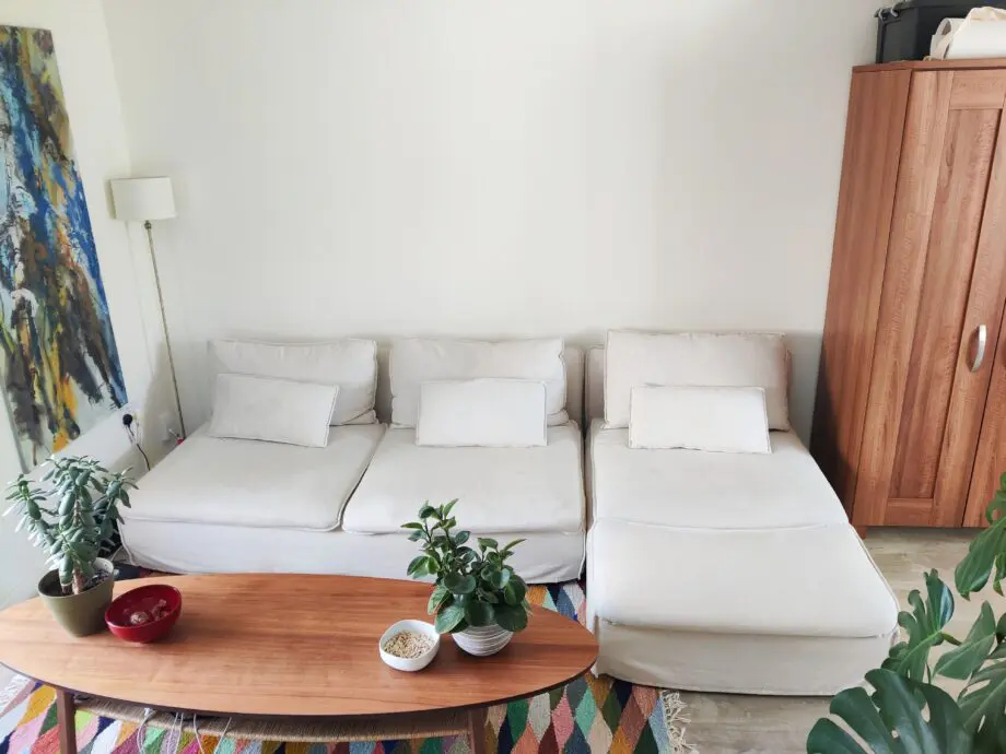 Couch beige - three seater + chaise longue - IKEA Soderhamn