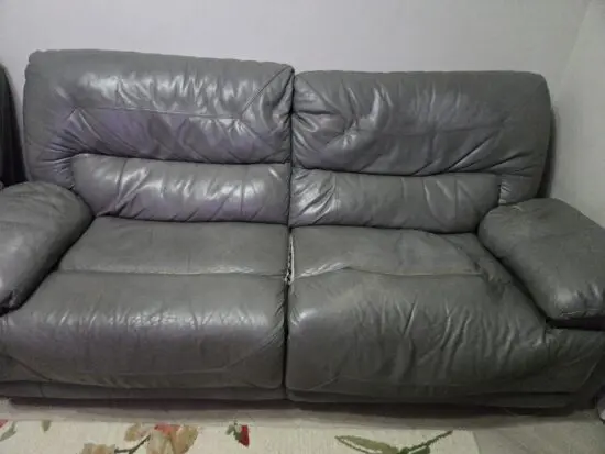 Grey leather sofas