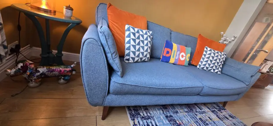 DFS Zinc 4 Seater Sofa and Large footstool
