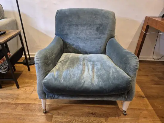 Loaf Chin Chin chair in Sopping Seagrass Clever Velvet