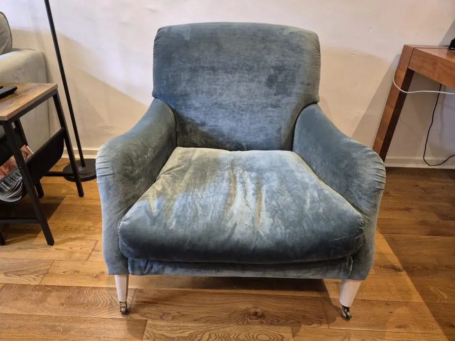 Loaf Chin Chin chair in Sopping Seagrass Clever Velvet