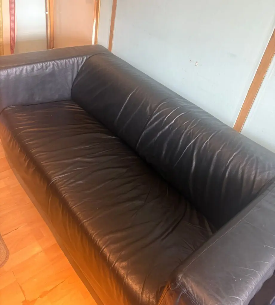 Ikea Black 2 /3 Seater Leather Sofa