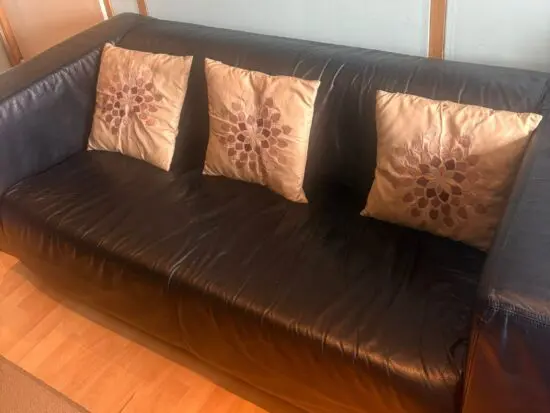 Ikea Black 2 /3 Seater Leather Sofa