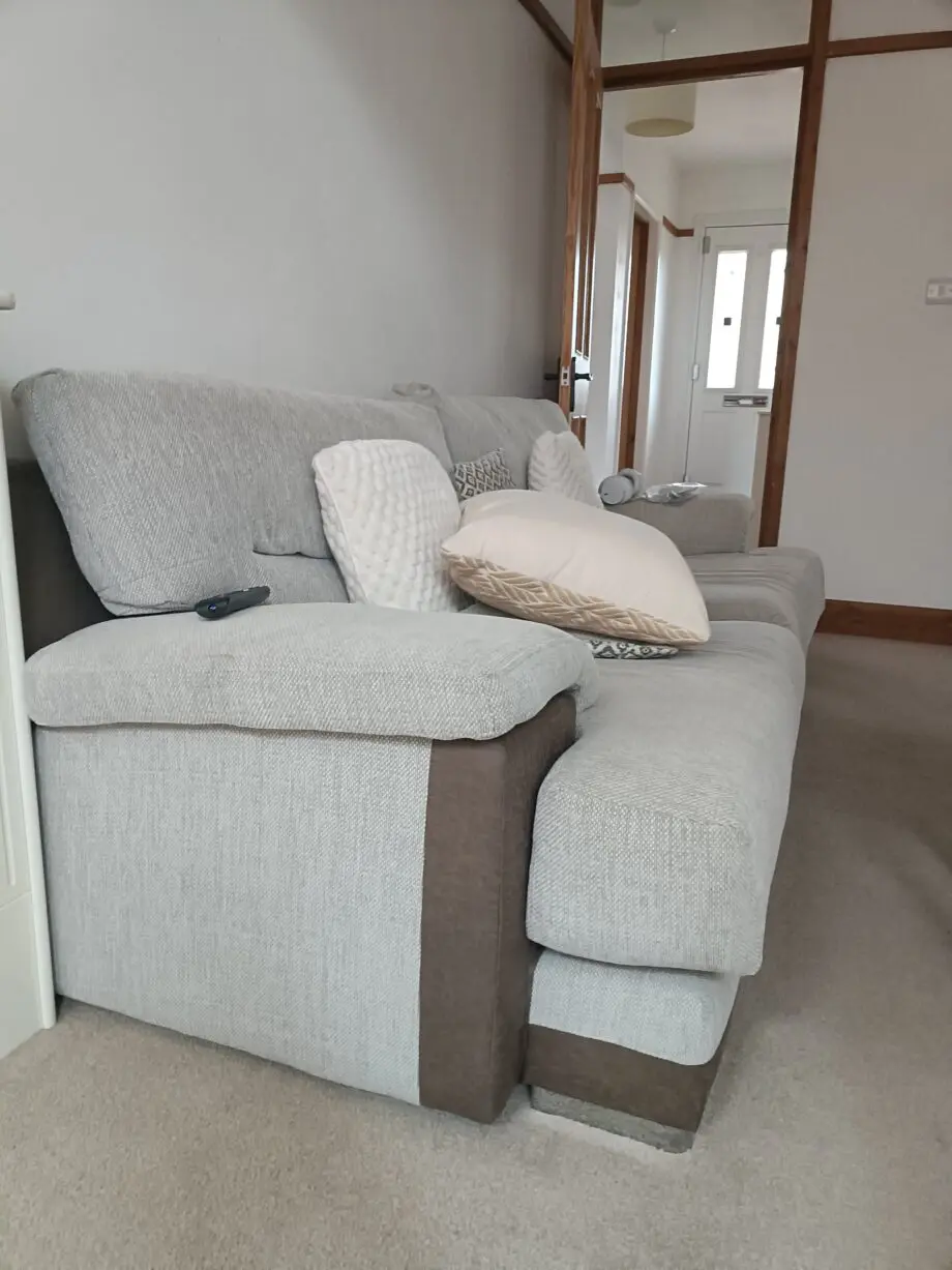 SCS beige 2, 3 seater sofa with fabric