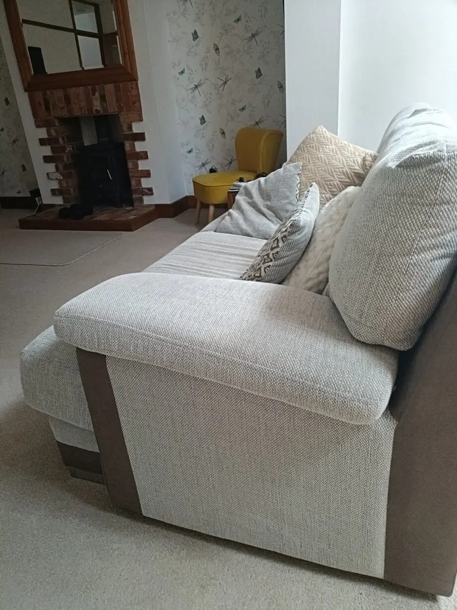 SCS beige 2, 3 seater sofa with fabric