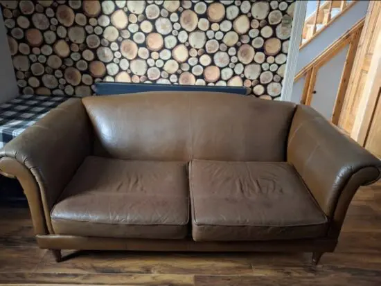 M&S Brown Leather 2 Seater Sofa