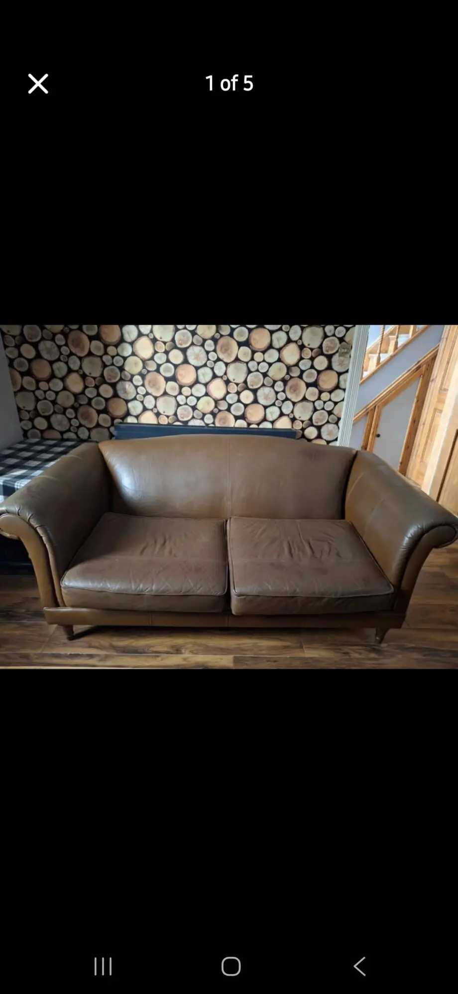 M&S Brown Leather 2 Seater Sofa
