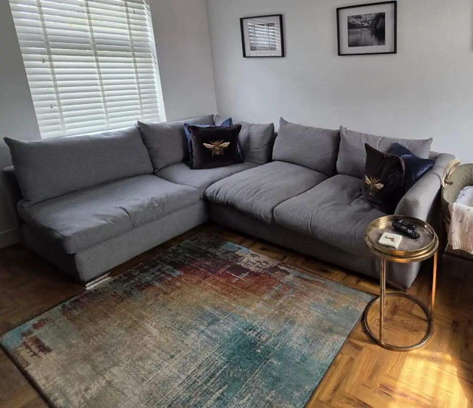 Barker & Stonhouse Grey Right facing corner sofa & snuggler chair
