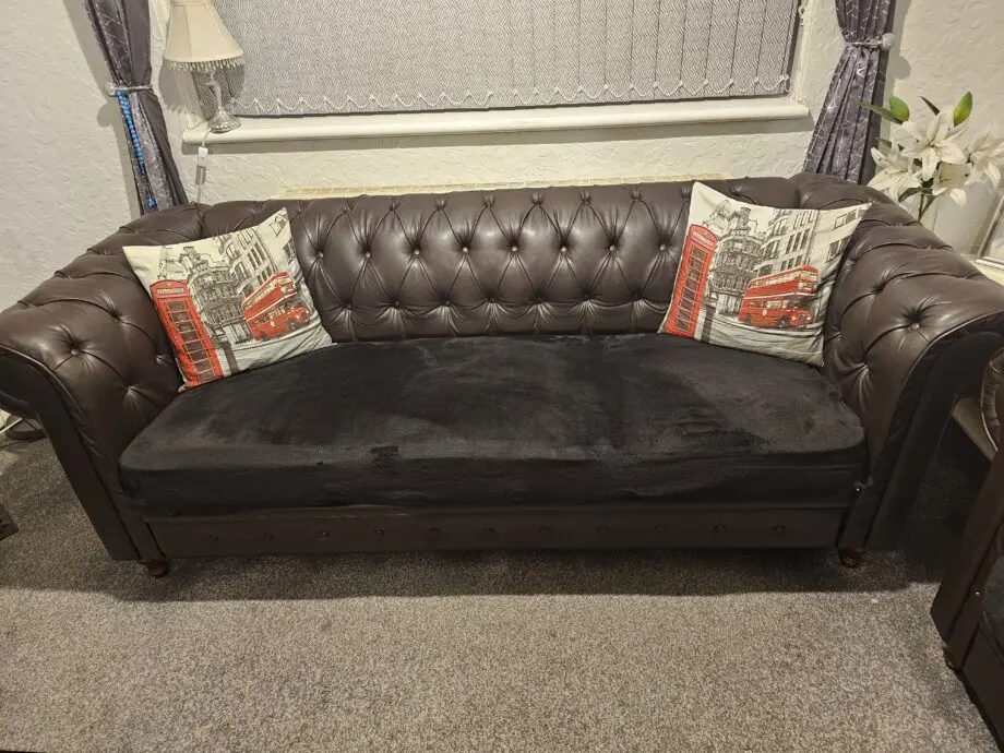 Brown 3 seater Chesterfield