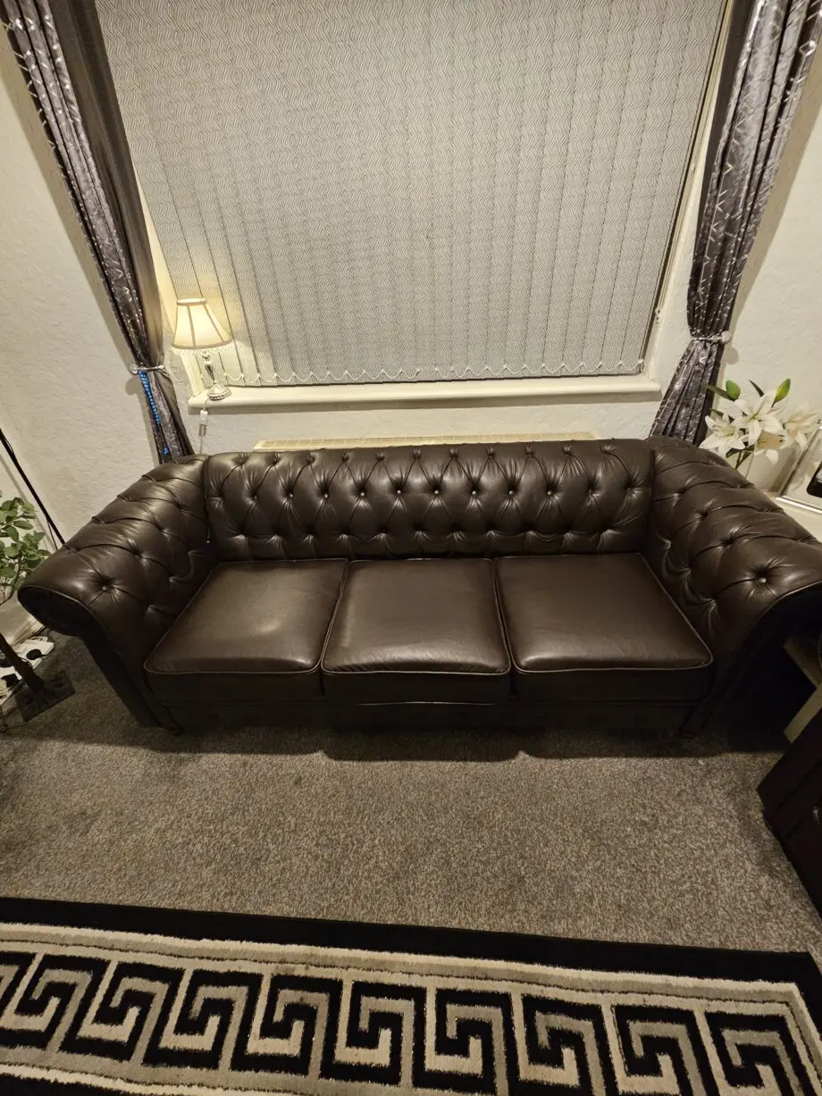 Brown 3 seater Chesterfield