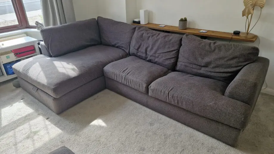 Next Stratus IV Charcoal Grey Large Corner Chaise Sofa with storage and bed