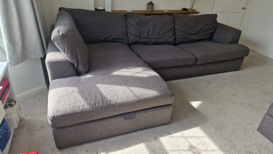 Next Stratus IV Charcoal Grey Large Corner Chaise Sofa with storage and bed