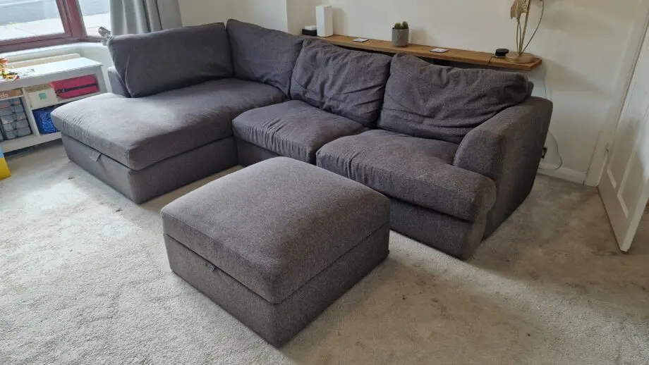 Next Stratus IV Charcoal Grey Large Corner Chaise Sofa with storage and bed