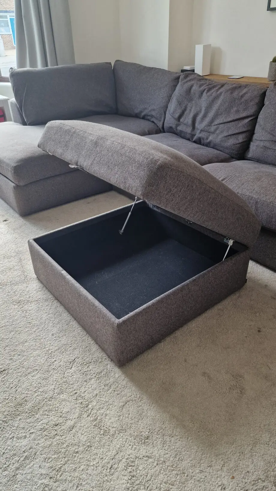Next Stratus IV Charcoal Grey Large Corner Chaise Sofa with storage and bed