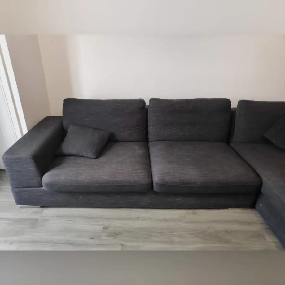 Dwell Verona right hand corner sofa black/grey color with wooden base