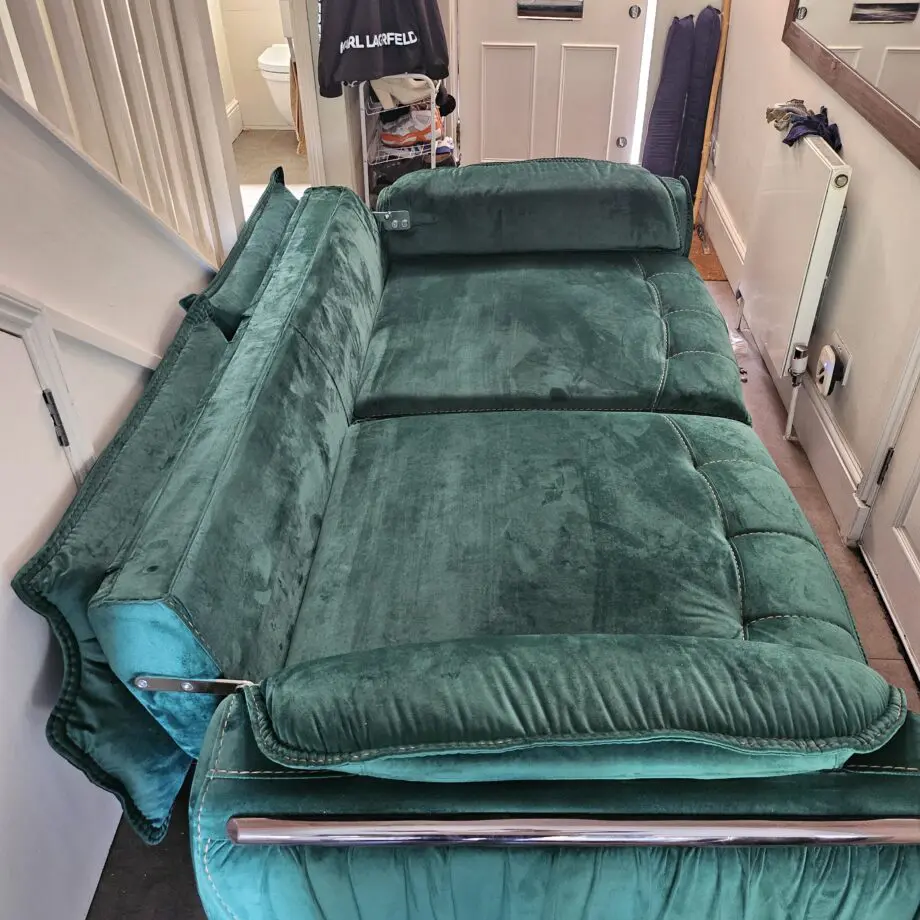 Emerald Green Velvet 3 Seater Sofa/ Single Sofa Bed