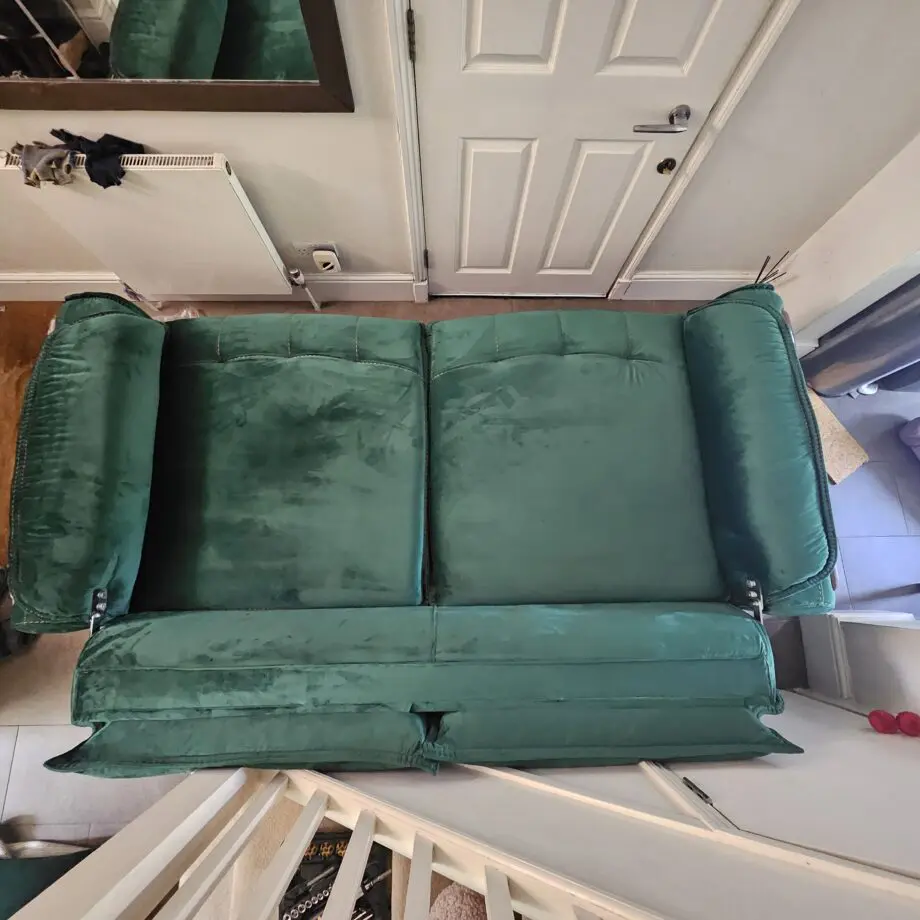 Emerald Green Velvet 3 Seater Sofa/ Single Sofa Bed