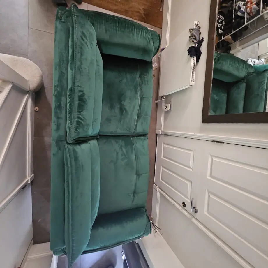 Emerald Green Velvet 3 Seater Sofa/ Single Sofa Bed