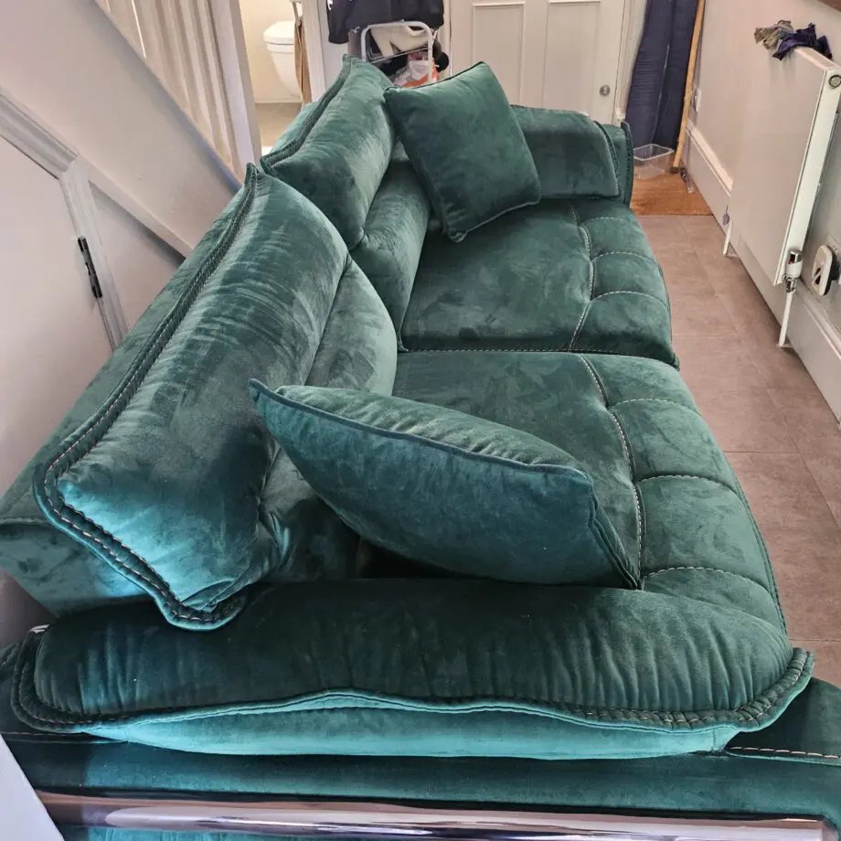 Emerald Green Velvet 3 Seater Sofa/ Single Sofa Bed