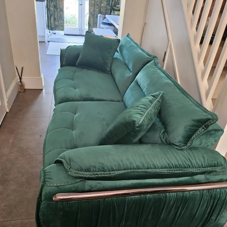 Emerald Green Velvet 3 Seater Sofa/ Single Sofa Bed
