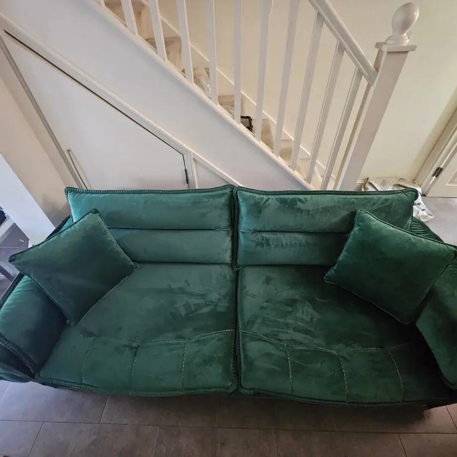 Emerald Green Velvet 3 Seater Sofa/ Single Sofa Bed