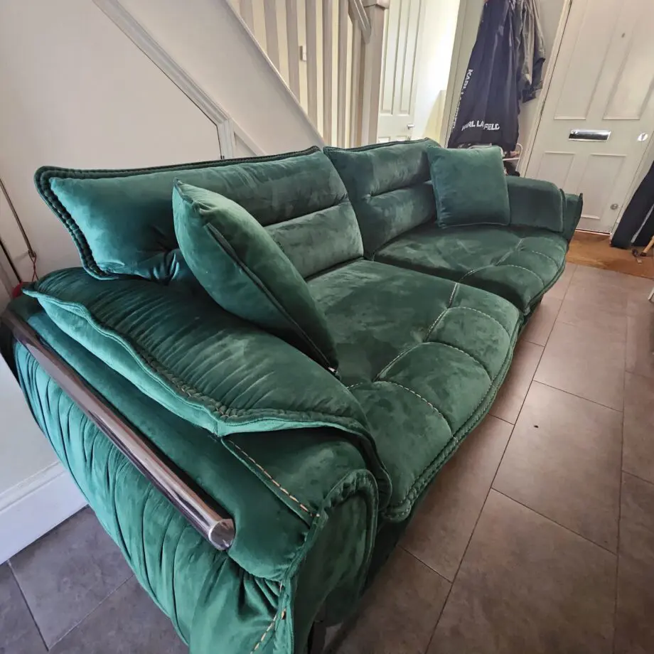 Emerald Green Velvet 3 Seater Sofa/ Single Sofa Bed