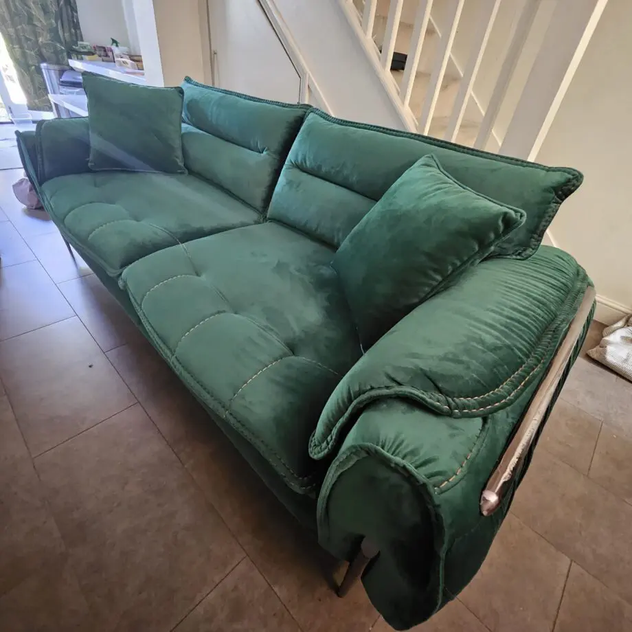 Emerald Green Velvet 3 Seater Sofa/ Single Sofa Bed