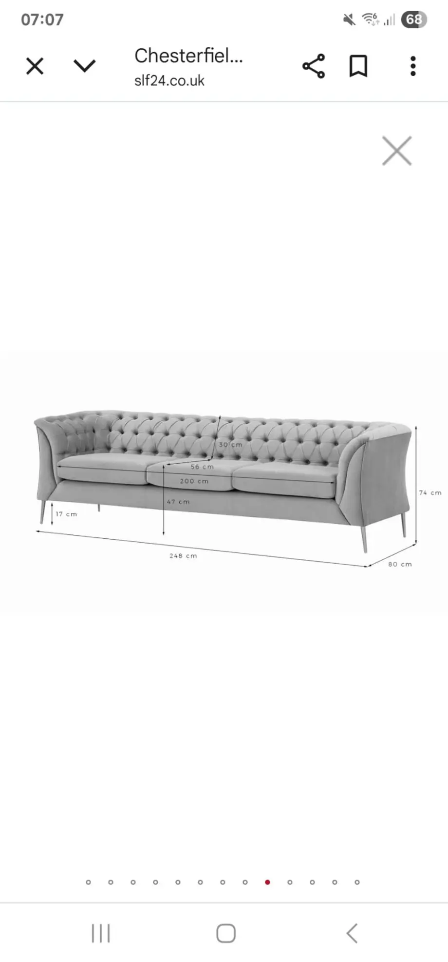 3 seater Grey Chesterfield sofa from SLF24
