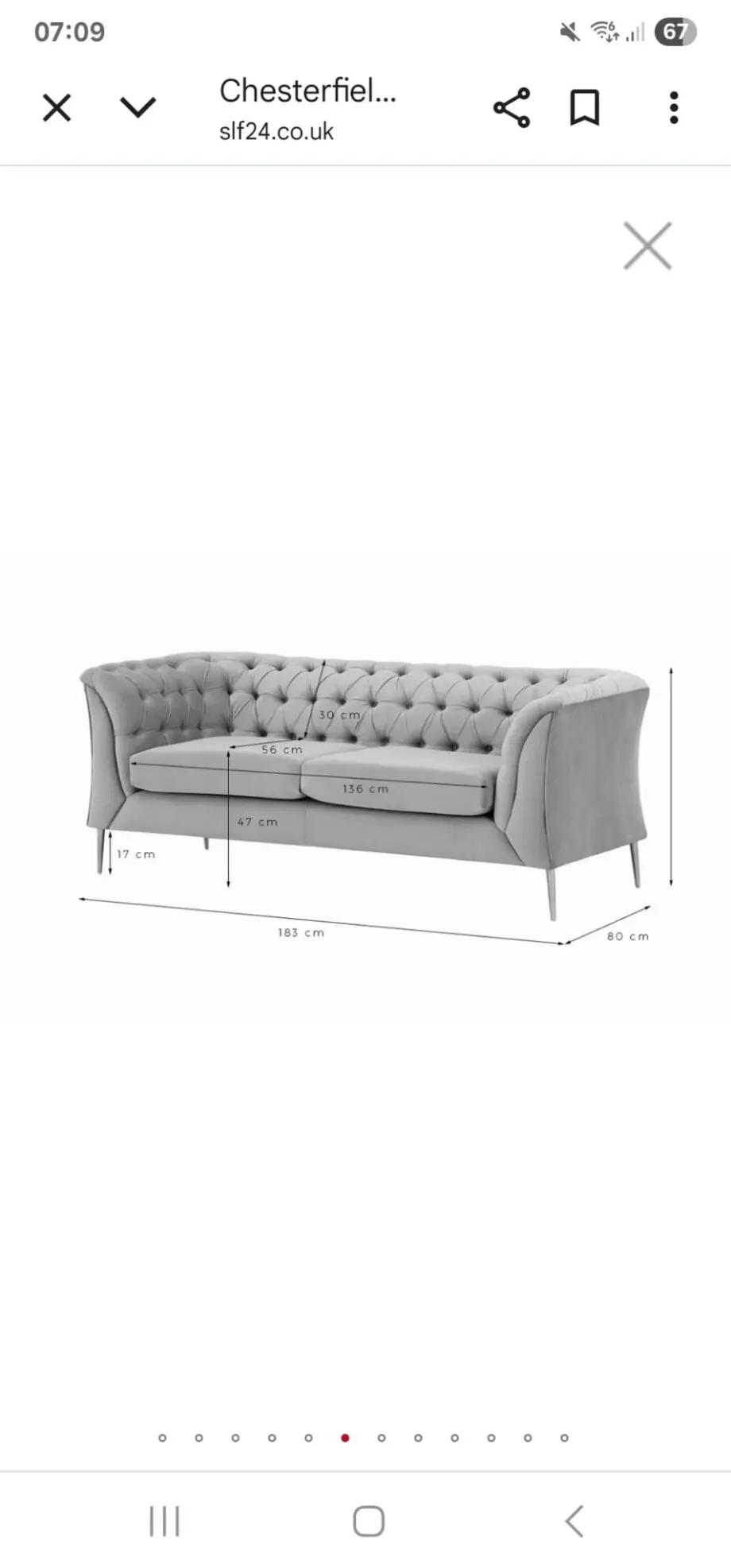 2 seater Grey Chesterfield sofa from SLF24