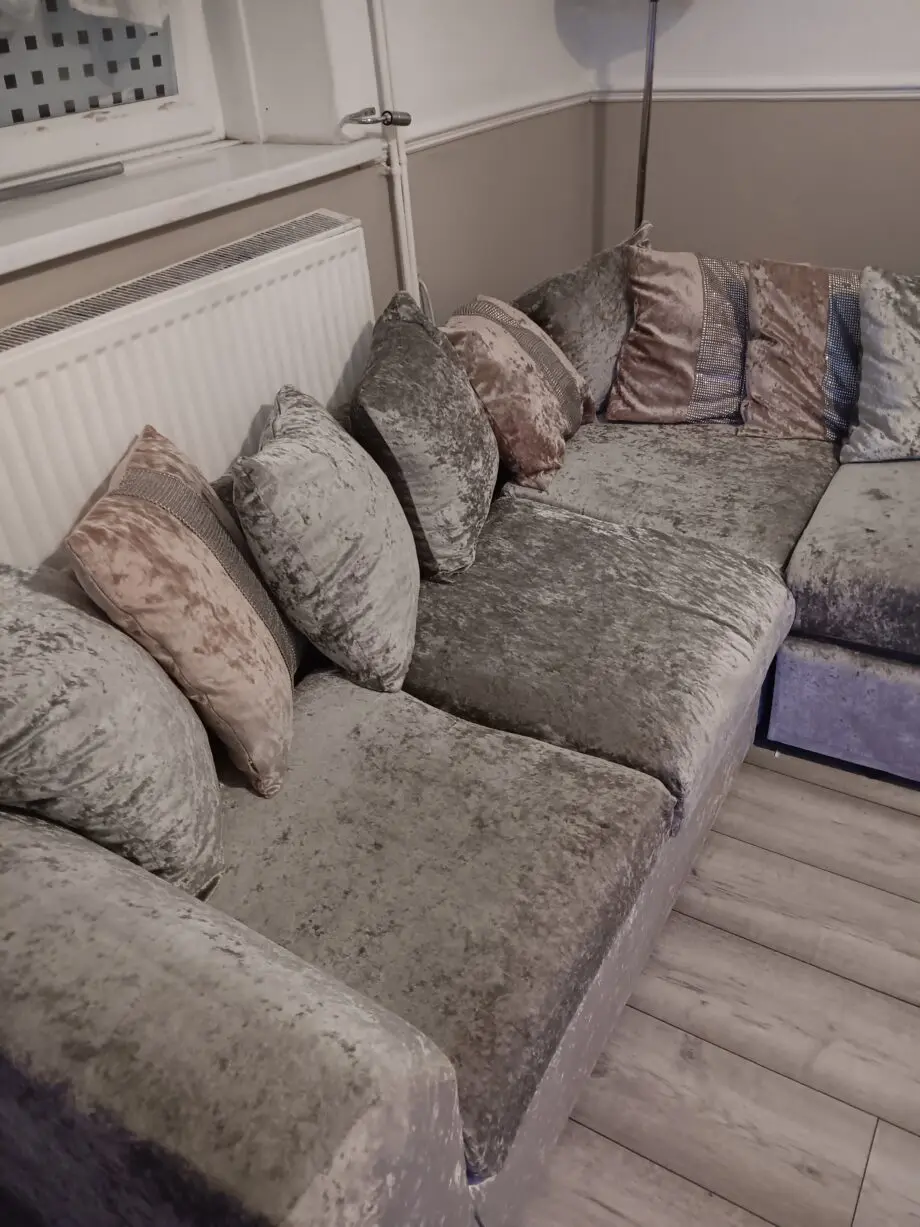 Crush velvet corner sofa 5 seater